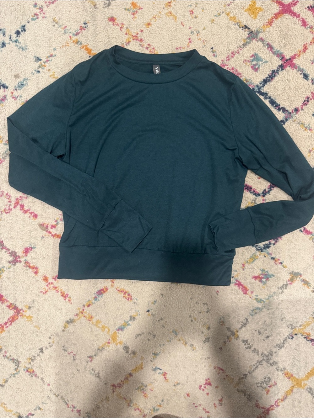 Vuori Long-Sleeve Crew Sweatshirt in Teal Green